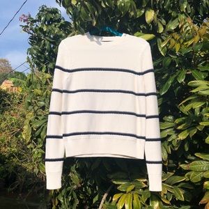 Jenni Kayne ivory striped crew neck pullover sweater